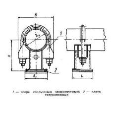 Опора скользящая направляющая однохомутовая трубопроводов ТЭС и АЭС 89 мм ОСТ 108.275.35-80